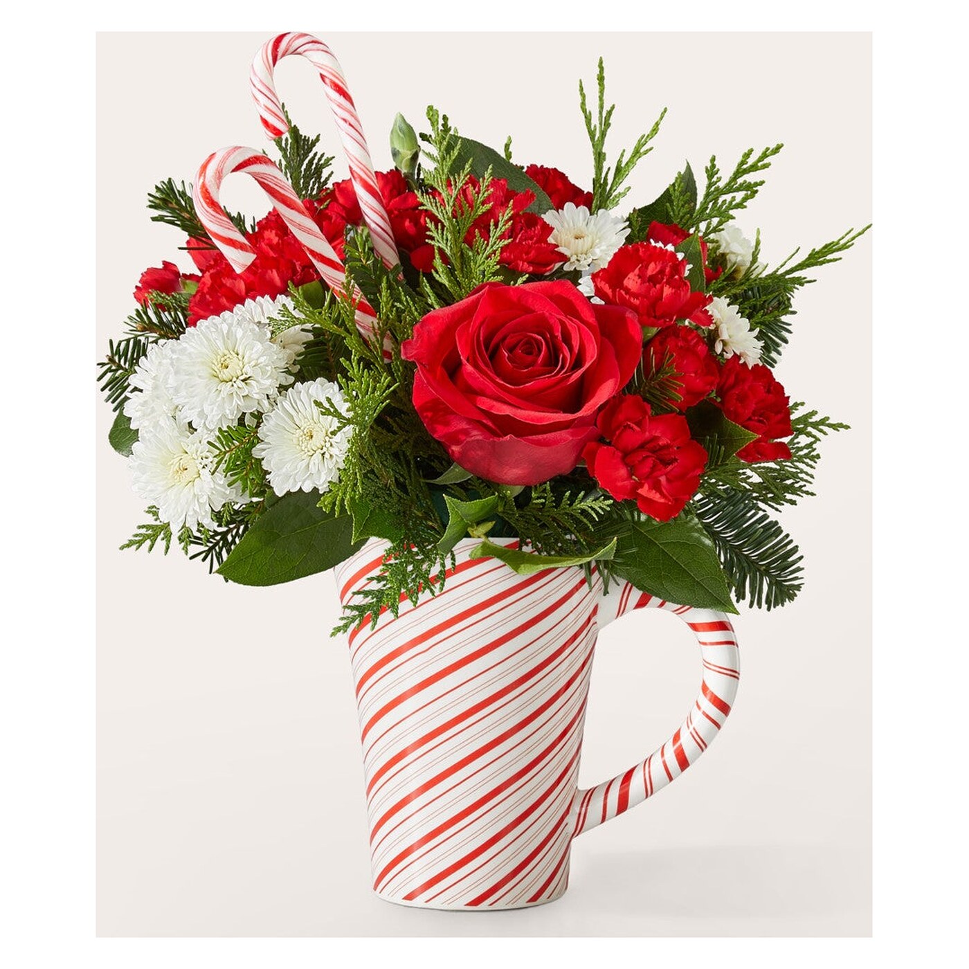 Peppermint Swirl Mug flower arrangement